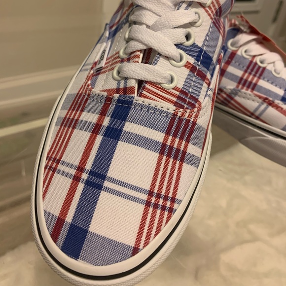 Vans Era Plaid Blue, Red & True White Skate Shoes - Picture 4 of 12